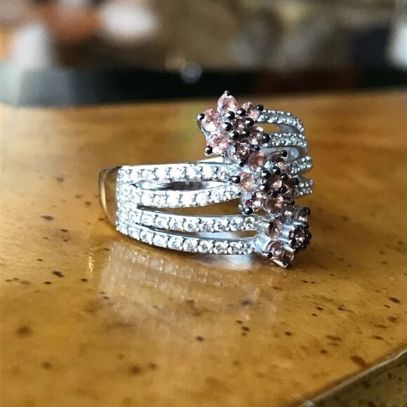 Natural Andalusite Sterling Silver Flower Ring Size 6 - Picture 8 of 9